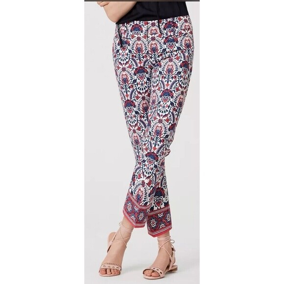 Ann Taylor LOFT Floral Mosaic Riviera Pants In Marisa Fit Cotton Blend Size 4 - Picture 8 of 8